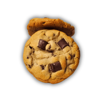 Cookie stack of chocolate chip cookies with chocolate chunk pieces.